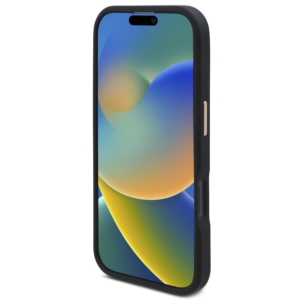 Guess iPhone 16 Pro Max 4G Logo Plate MagSafe Θήκη με Επένδυση Συνθετικού Δέρματος και MagSafe - Black - GUHMP16XU4GPRK