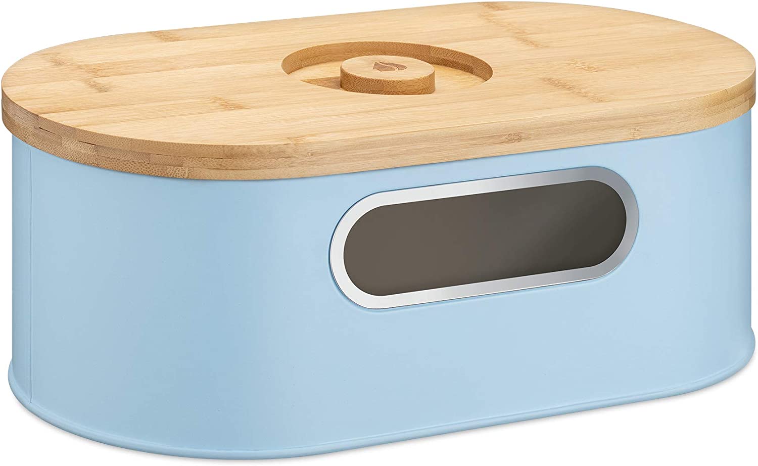 Navaris Bread Bin with Bamboo Lid Δοχείο Αποθήκευσης Ψωμιού με Καπάκι από Μπαμπού - Blue / Bamboo - 50595.02