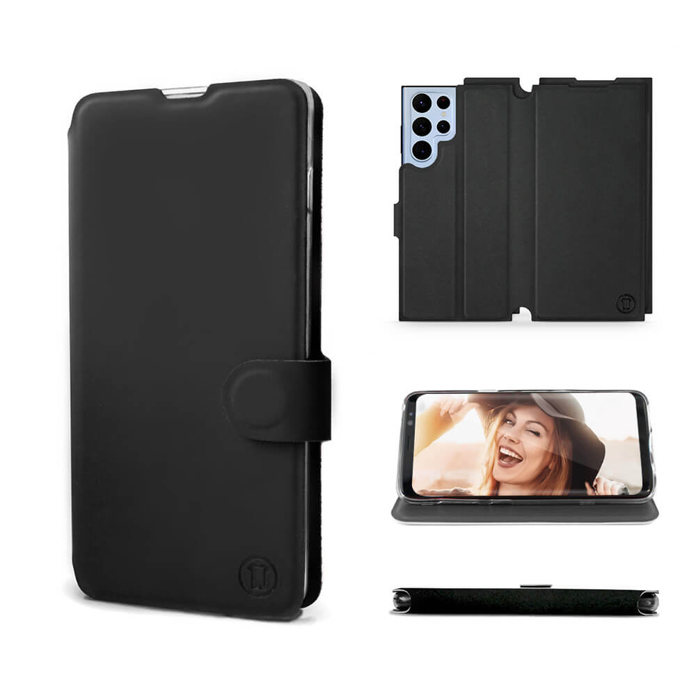 Mobiwear Samsung Galaxy S22 Ultra Θήκη Βιβλίο Slim Flip - Μαύρη - S_BLB