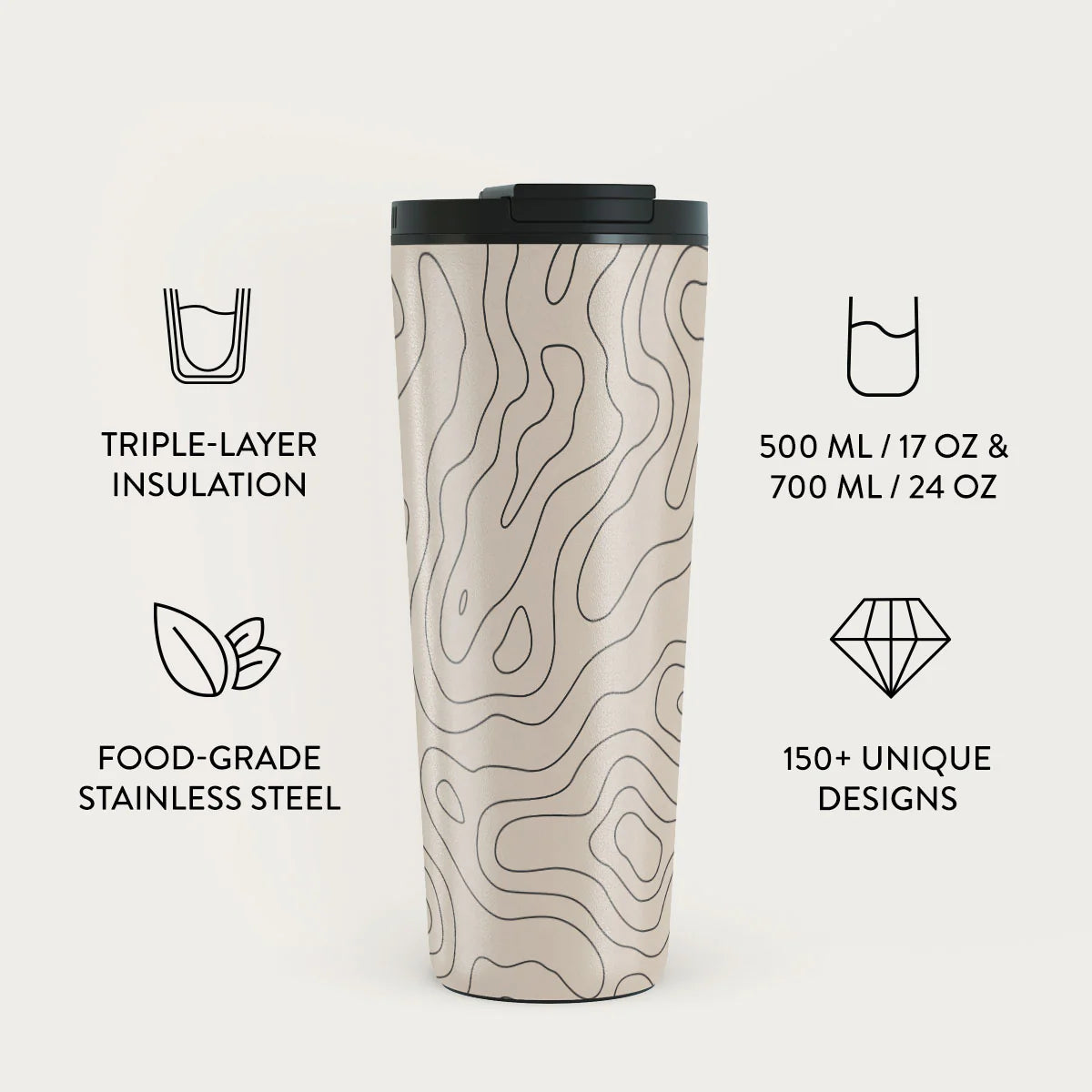 Burga Κούπα Θερμός από Ανοξείδωτο Ατσάλι - Flap Lid - 700ml - Wild Terrain