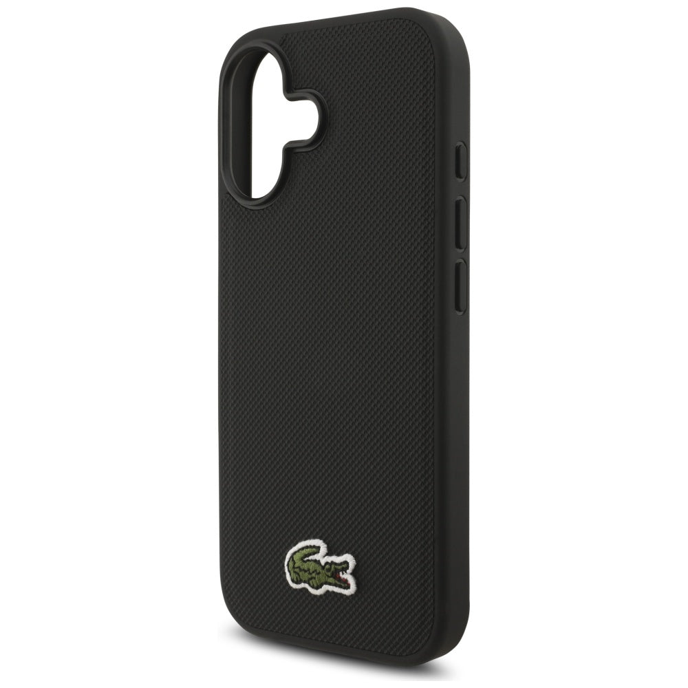 Lacoste iPhone 17 - Iconic Petit Pique Woven Logo MagSafe - Σκληρή Θήκη με Πλαίσιο Σιλικόνης - Black