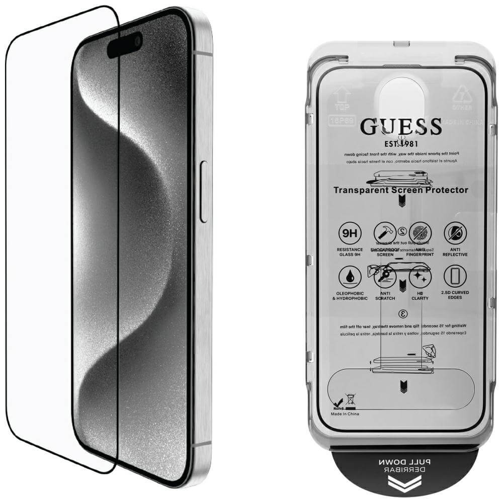 Guess iPhone 16 Pro Max - BP Rhinestone - Σετ με 1 Αντιχαρακτικό Γυαλί Οθόνης και 1 Αντιχαρακτικό Γυαλί για την Κάμερα - Silver