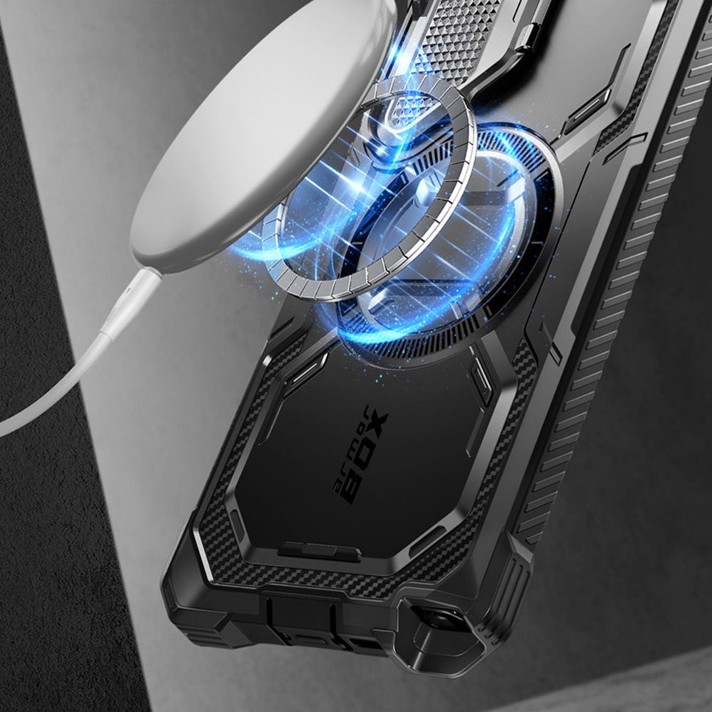 Supcase Samsung Galaxy S24 Ultra Armorbox Magsafe Σκληρή Θήκη με Προστασία Οθόνης και Κάλυμμα Κάμερας / Stand - Black