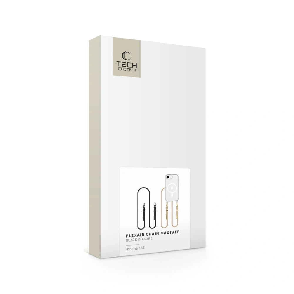 Tech-Protect iPhone 16e Flexair Chain MagSafe Σκληρή Θήκη με Πλαίσιο Σιλικόνης και 2 Λουράκια - Διάφανη - Black / Taupe