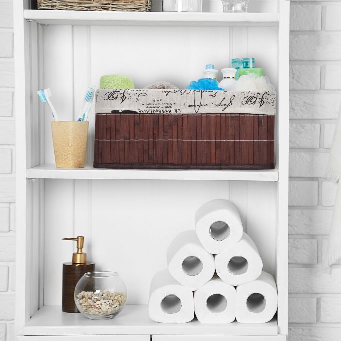 Relaxdays Καλάθι Αποθήκευσης από Bamboo - Brown / Creme / Black - 4052025901233