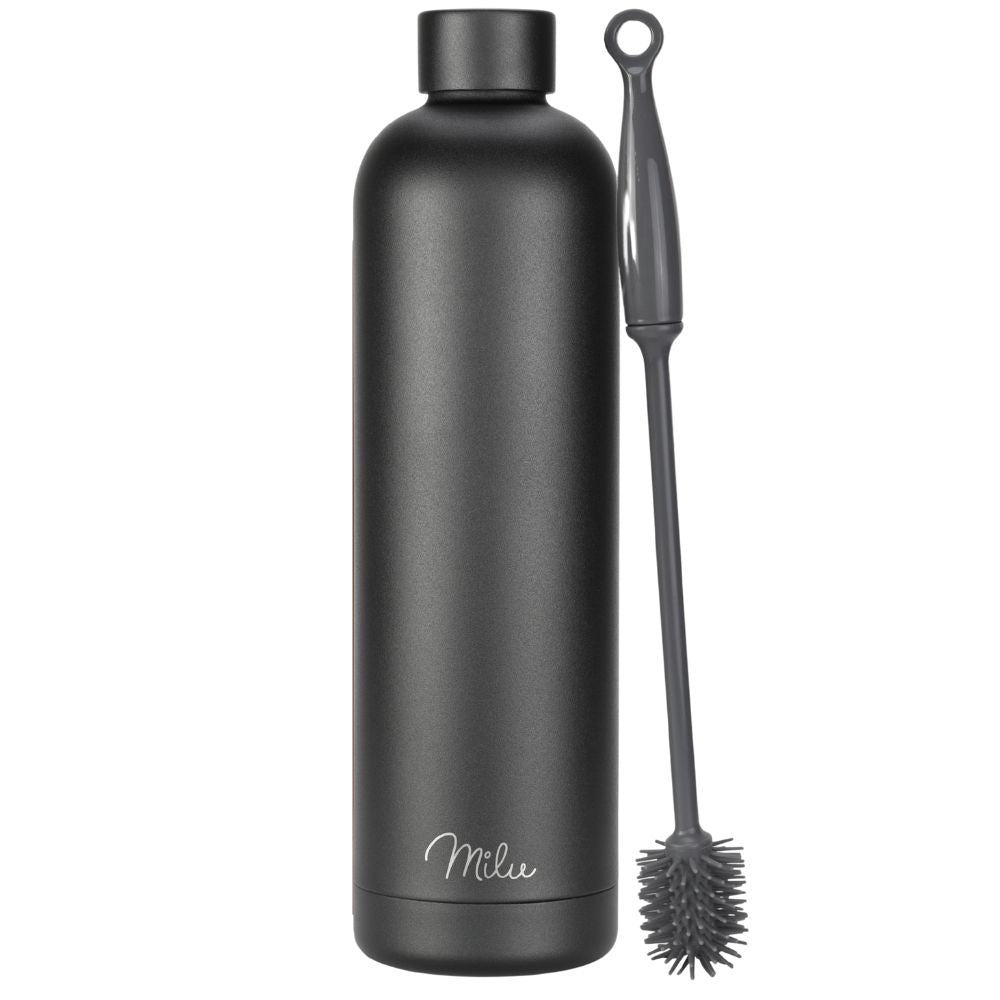 Milu Μπουκάλι Θερμός Από Ανοξείδωτο Ατσάλι - 100% Στεγανό - 1000 ml - Black - 1068