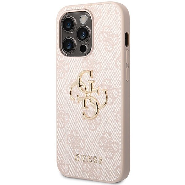 Guess iPhone 15 Pro - 4G Big Metal Logo Θήκη με Επένδυση Συνθετικού Δέρματος - Pink - GUHCP15L4GMGPI
