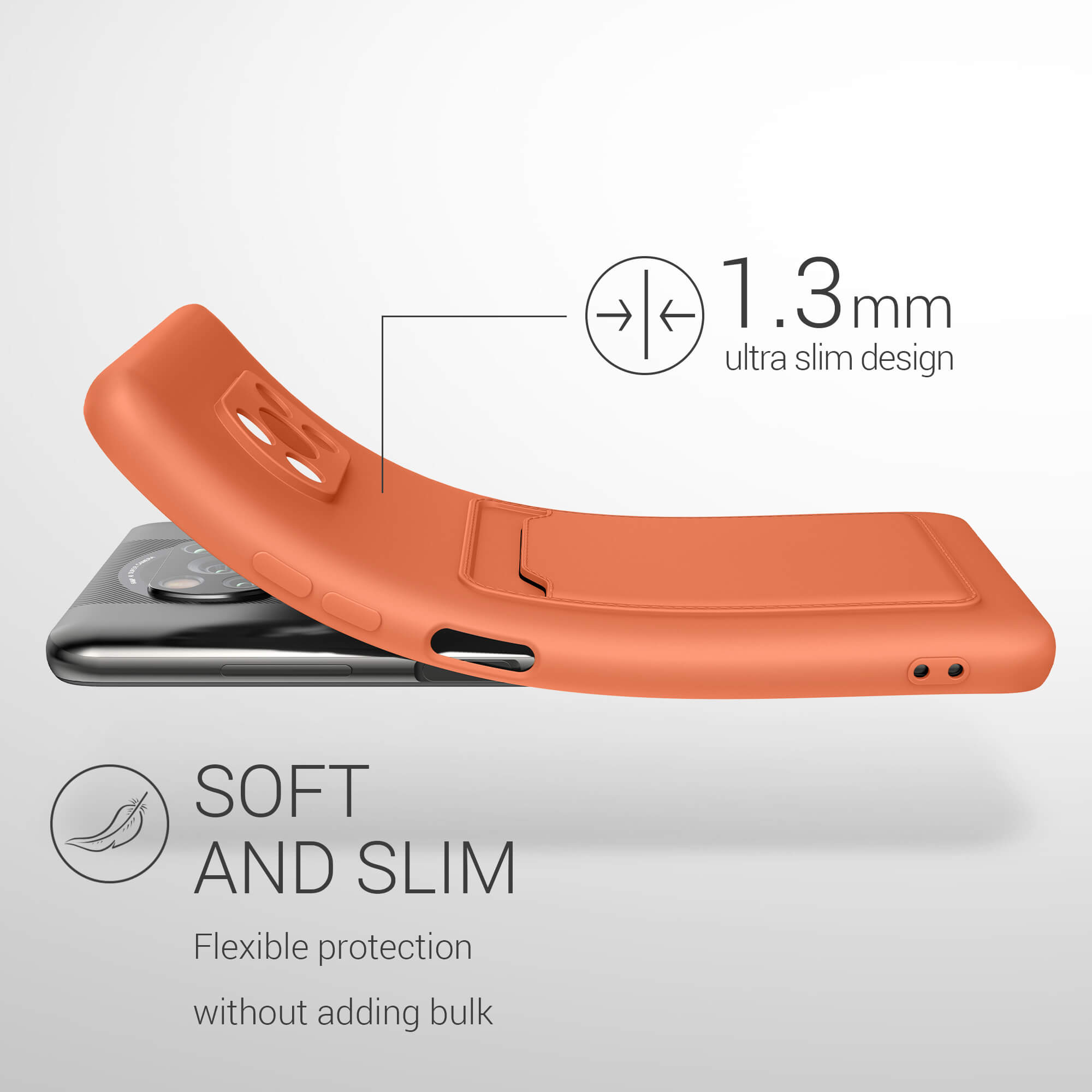 KW Xiaomi Poco X3 NFC / X3 Pro Θήκη Σιλικόνης TPU με Υποδοχή για Κάρτα - Orange - 56050.29