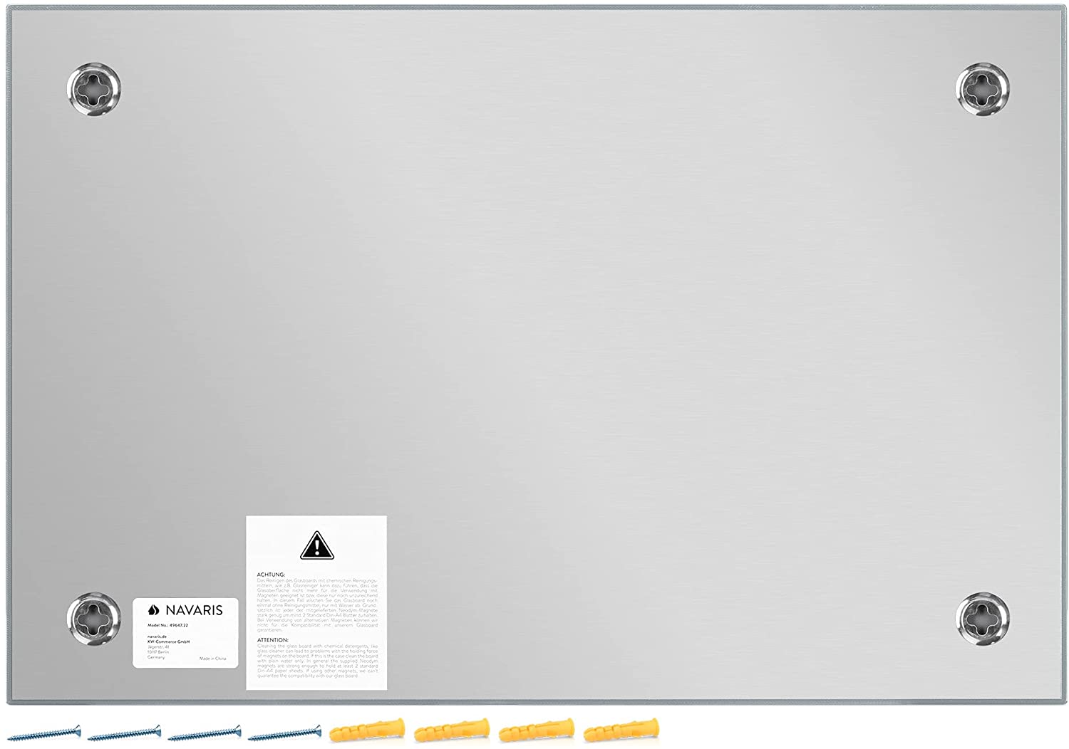 Navaris Μαγνητικός Γυάλινος Πίνακας - 60 x 40cm - Grey - 49647.22