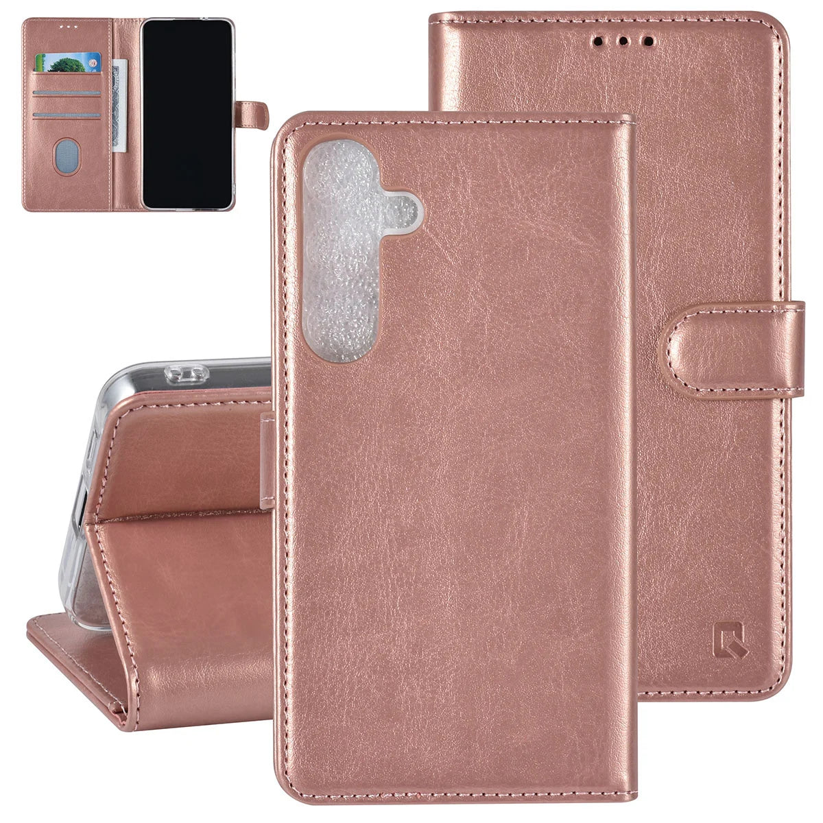 Tuniq Samsung Galaxy S24 Plus - Θήκη Πορτοφόλι Stand από Δερματίνη - Rose Gold