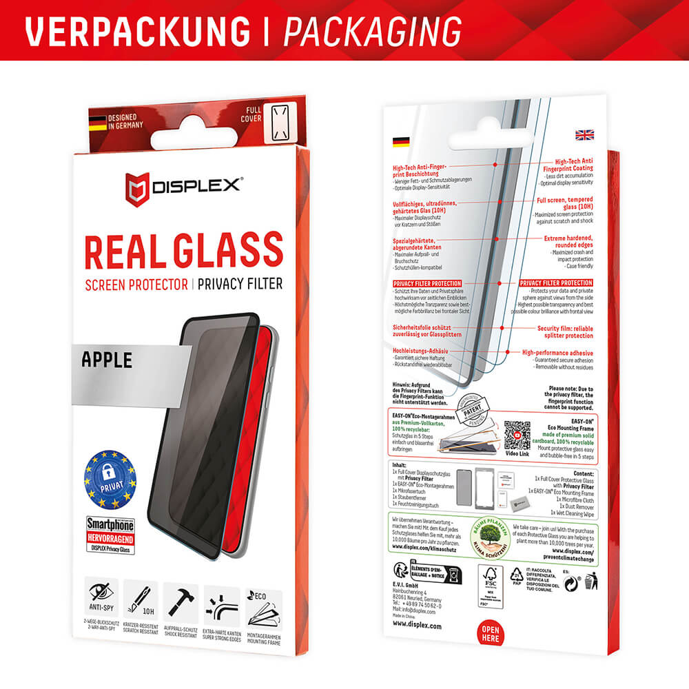 Displex iPhone 16 Plus - Premium Προστασία Οθόνης - Privacy Full Screen Αντιχαρακτικό Γυαλί Tempered Glass - Black