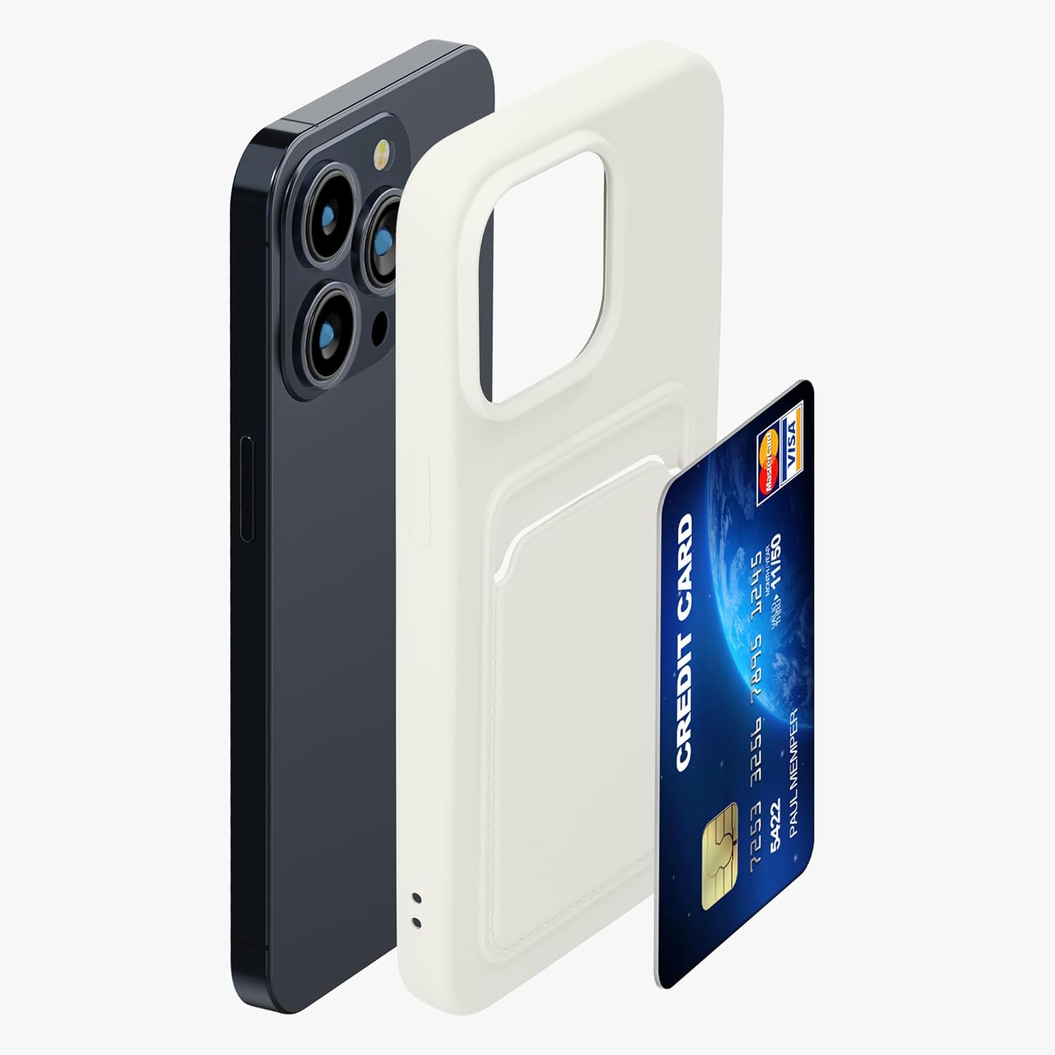 KW iPhone 15 Pro Max Θήκη Σιλικόνης TPU με Υποδοχή για Κάρτα - White