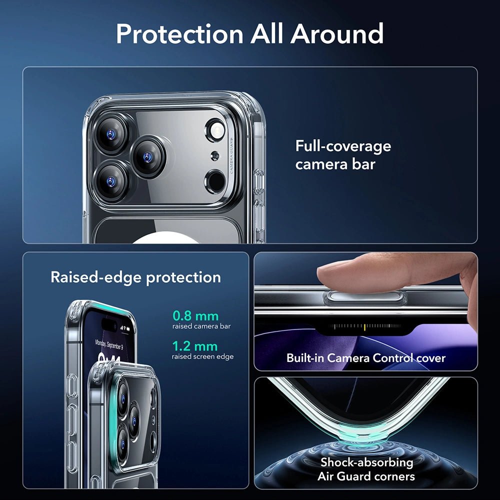 ESR iPhone 17 Pro Max - Σετ με Classic Hybrid MagSafe Σκληρή Θήκη με Πλαίσιο Σιλικόνης και Αντιχαρακτικό Γυαλί Οθόνης - Διάφανη