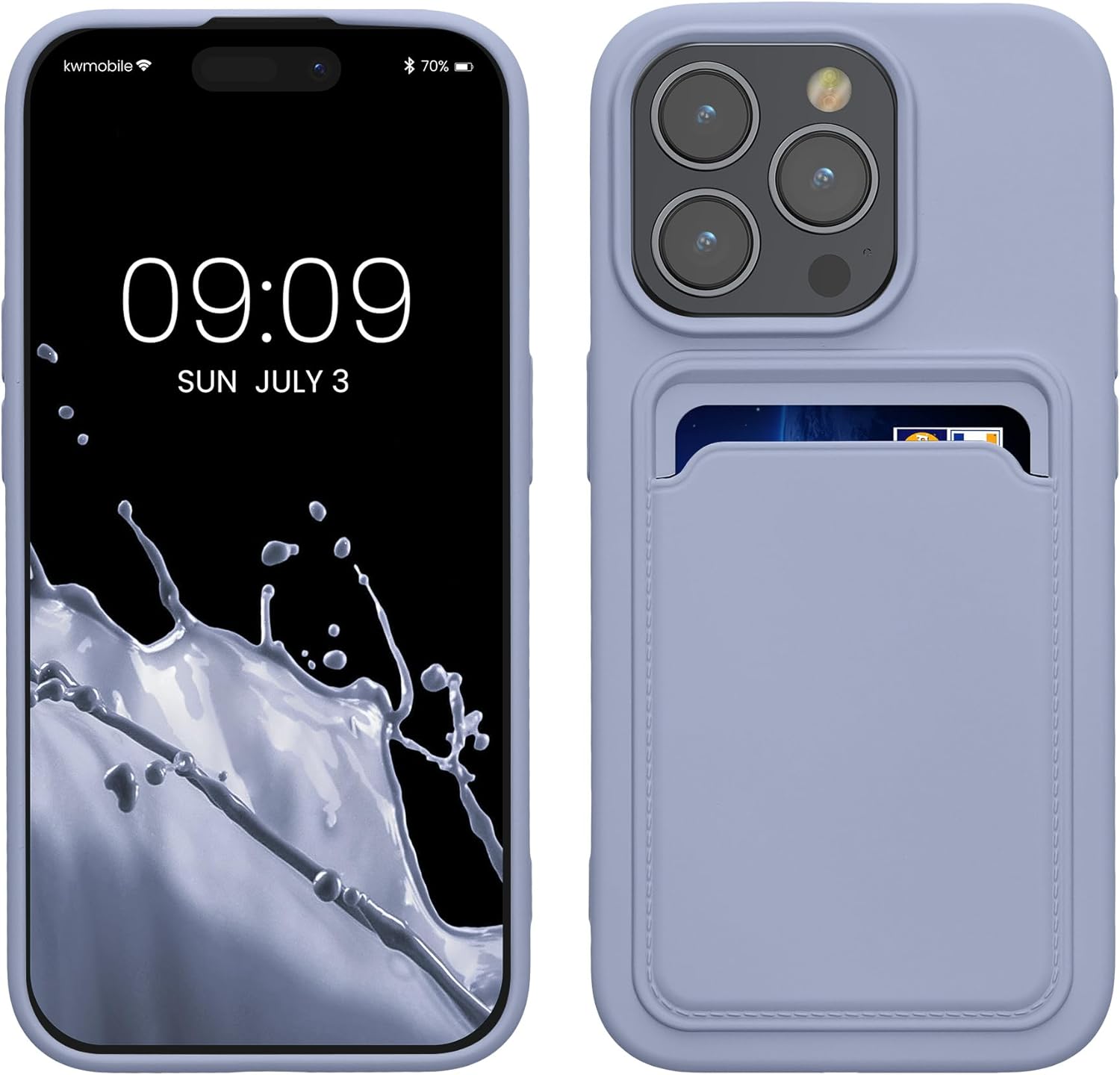 KW iPhone 15 Pro Θήκη Σιλικόνης TPU με Υποδοχή για Κάρτα - Lavender - 62019.108