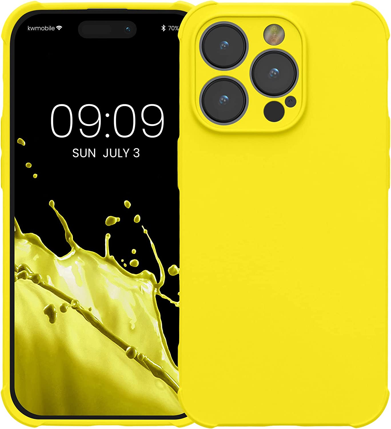 KW iPhone 14 Pro Θήκη Σιλικόνης TPU με Ενισχυμένες Γωνίες - Lemon Yellow - 60221.149