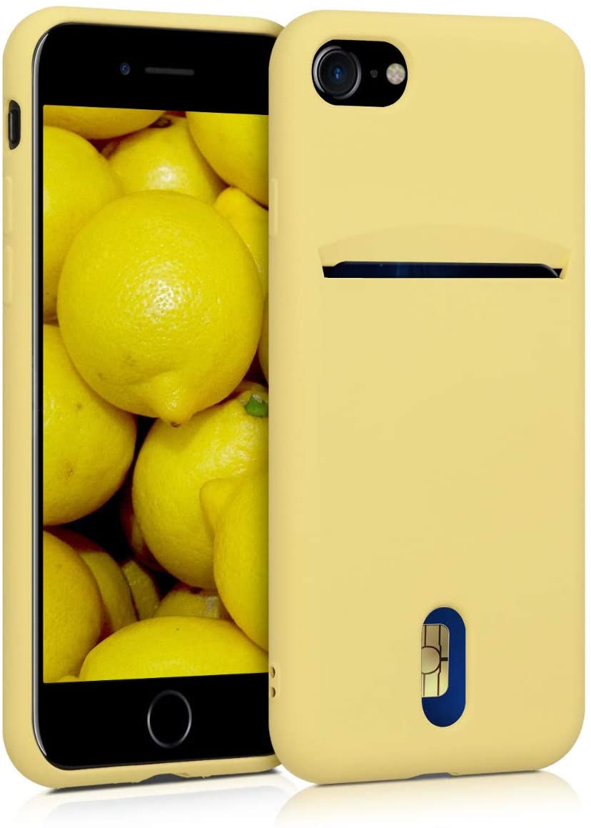 KW iPhone SE 2022 / SE 2020 / 7 / 8 Θήκη Σιλικόνης Rubber TPU με Υποδοχή για Κάρτα - Yellow - 49100.06