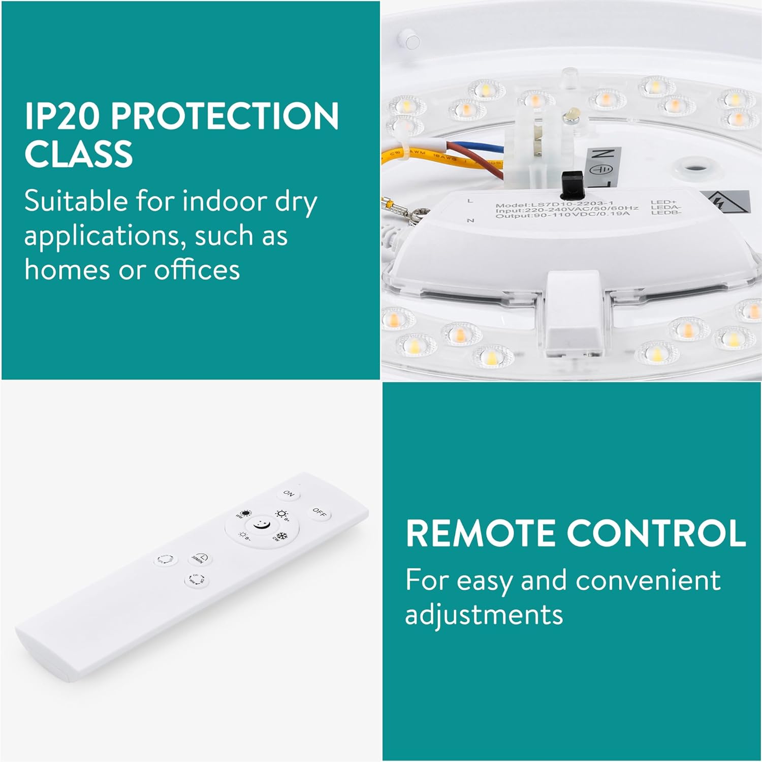 Navaris LED Φωτιστικό Οροφής Ρυθμιζόμενο με Τηλεχειριστήριο και Υφασμάτινο Κάλυμμα - 40cm - White - 60825.40.02