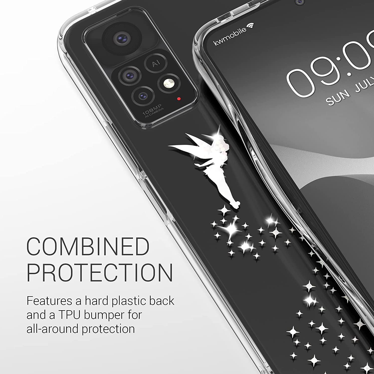 KW Xiaomi Redmi Note 11 Pro / Note 11 Pro 5G Σκληρή Θήκη με Πλαίσιο Σιλικόνης - Design Fairy Glitter - Διάφανη - Silver - 57379.02