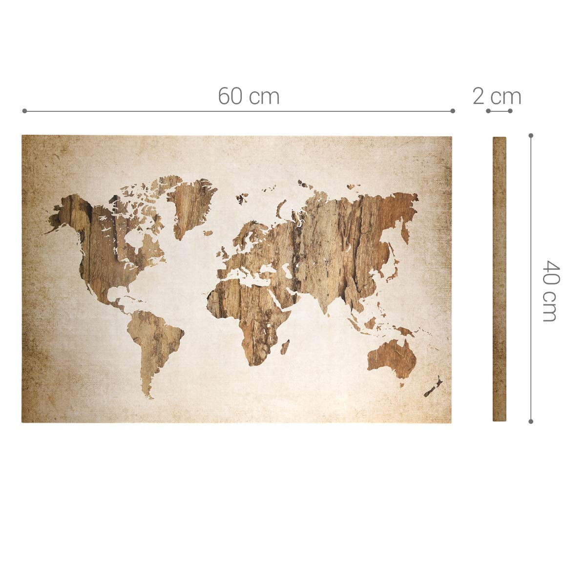 Navaris Magnetic Notice Memo Board 60 x 40 cm - Μαγνητικός Πίνακας - Design Vintage World Map - 45365.01