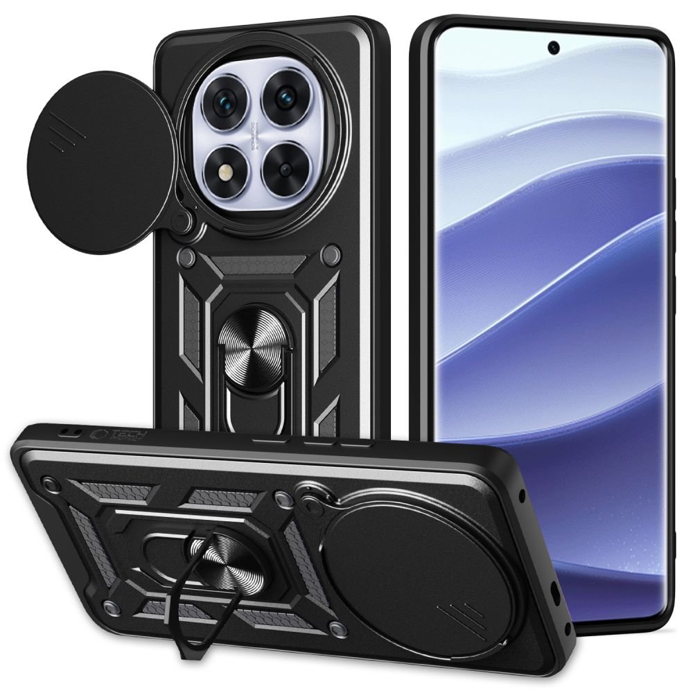 Tech - Protect Xiaomi Redmi Note 14 Pro+ 5G Camshield Pro Σκληρή Θήκη με Πλαίσιο Σιλικόνης και Δαχτυλίδι Συγκράτησης - Black