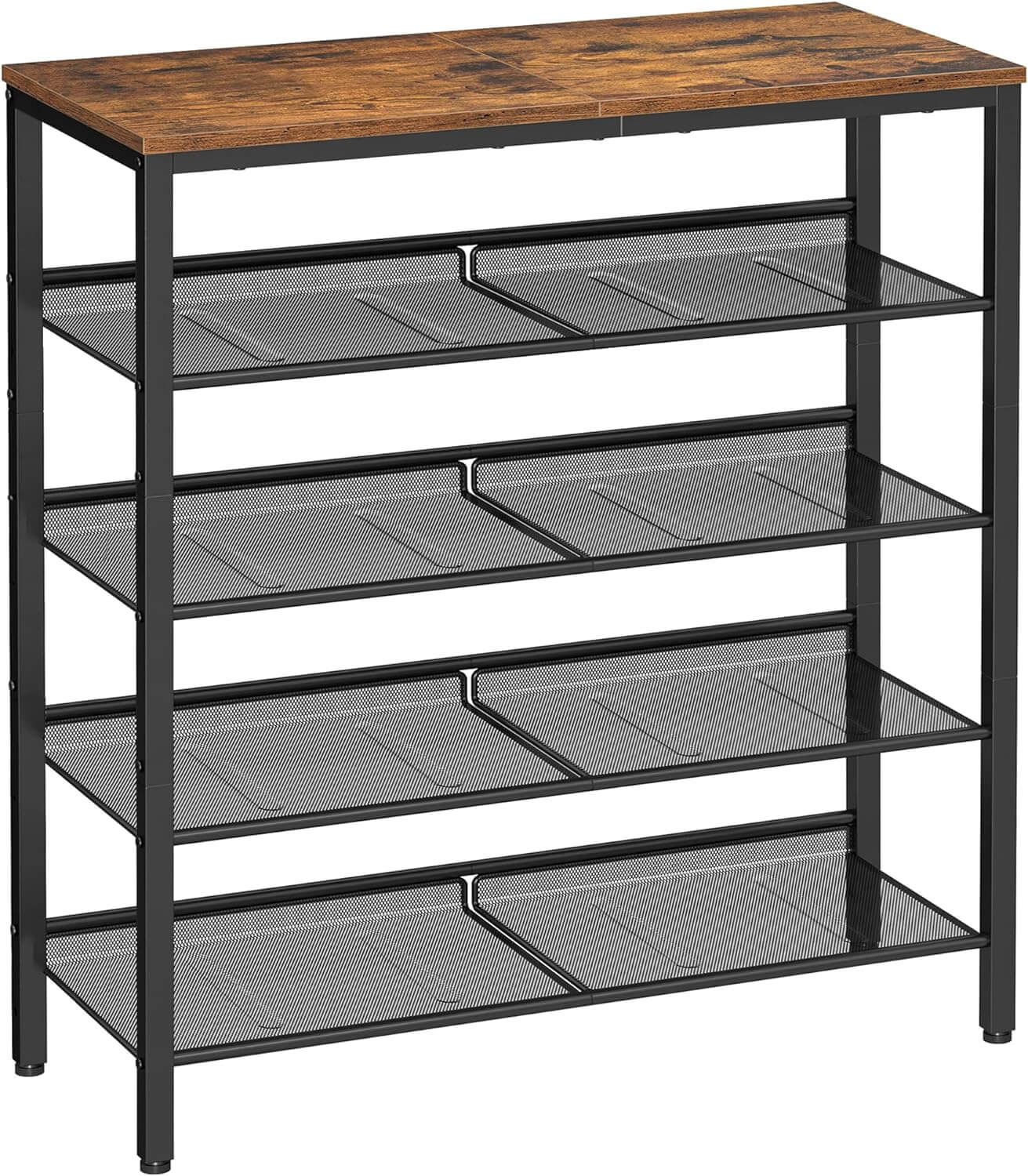 Vasagle Μεταλλική Παπουτσοθήκη με 5 Ράφια - 75 x 30 x 93 cm - Vintage Brown / Black - LBS038B01