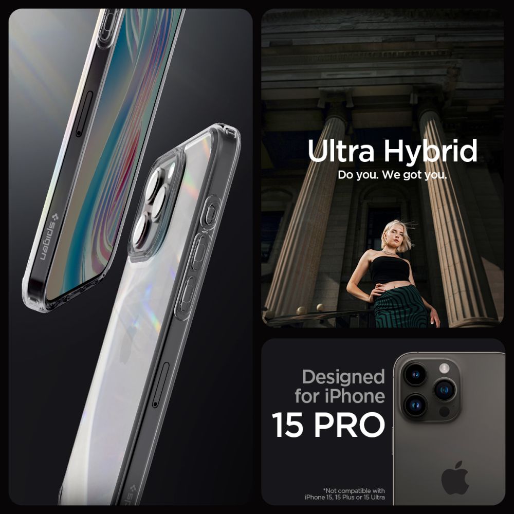 Spigen iPhone 15 Pro Ultra Hybrid Σκληρή Θήκη με Πλαίσιο Σιλικόνης - Space Crystal