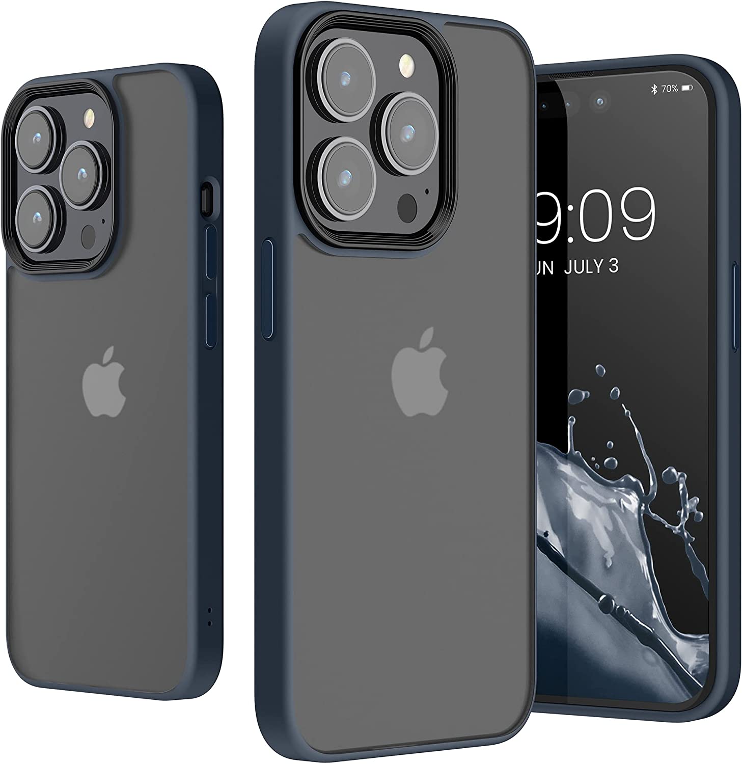 KW iPhone 14 Pro Σκληρή Θήκη με Πλαίσιο Σιλικόνης - Dark Blue / Matte Διάφανη - 59091.17