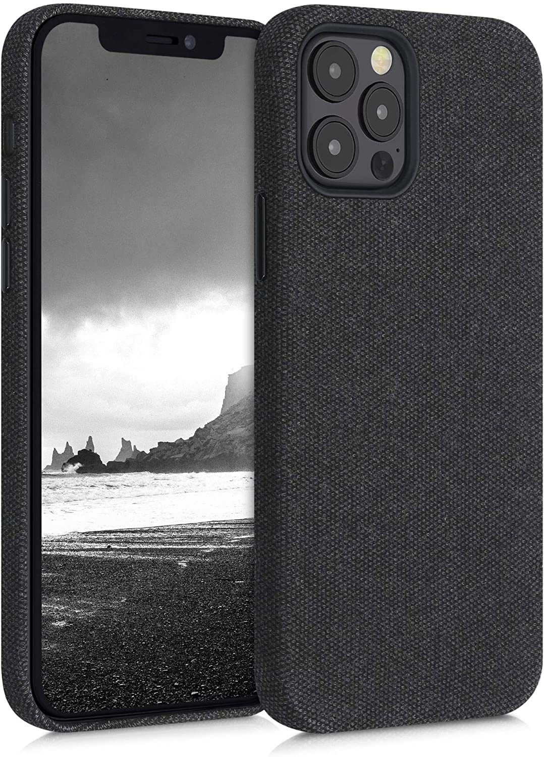 KW iPhone 12 / iPhone 12 Pro Θήκη Σιλικόνης TPU Canvas - Dark Grey - 52742.19