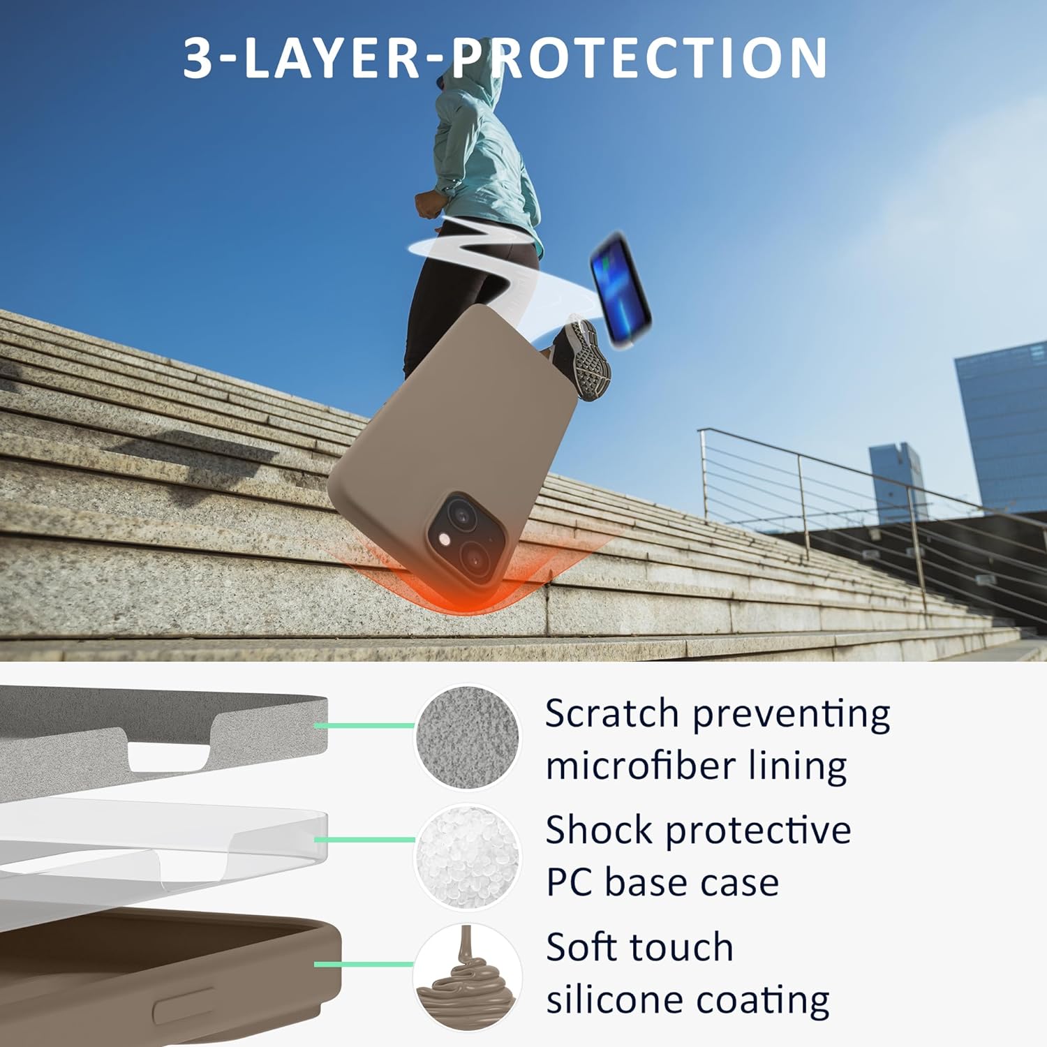 Kalibri iPhone 15 Θήκη Σιλικόνης Rubberized TPU - Taupe