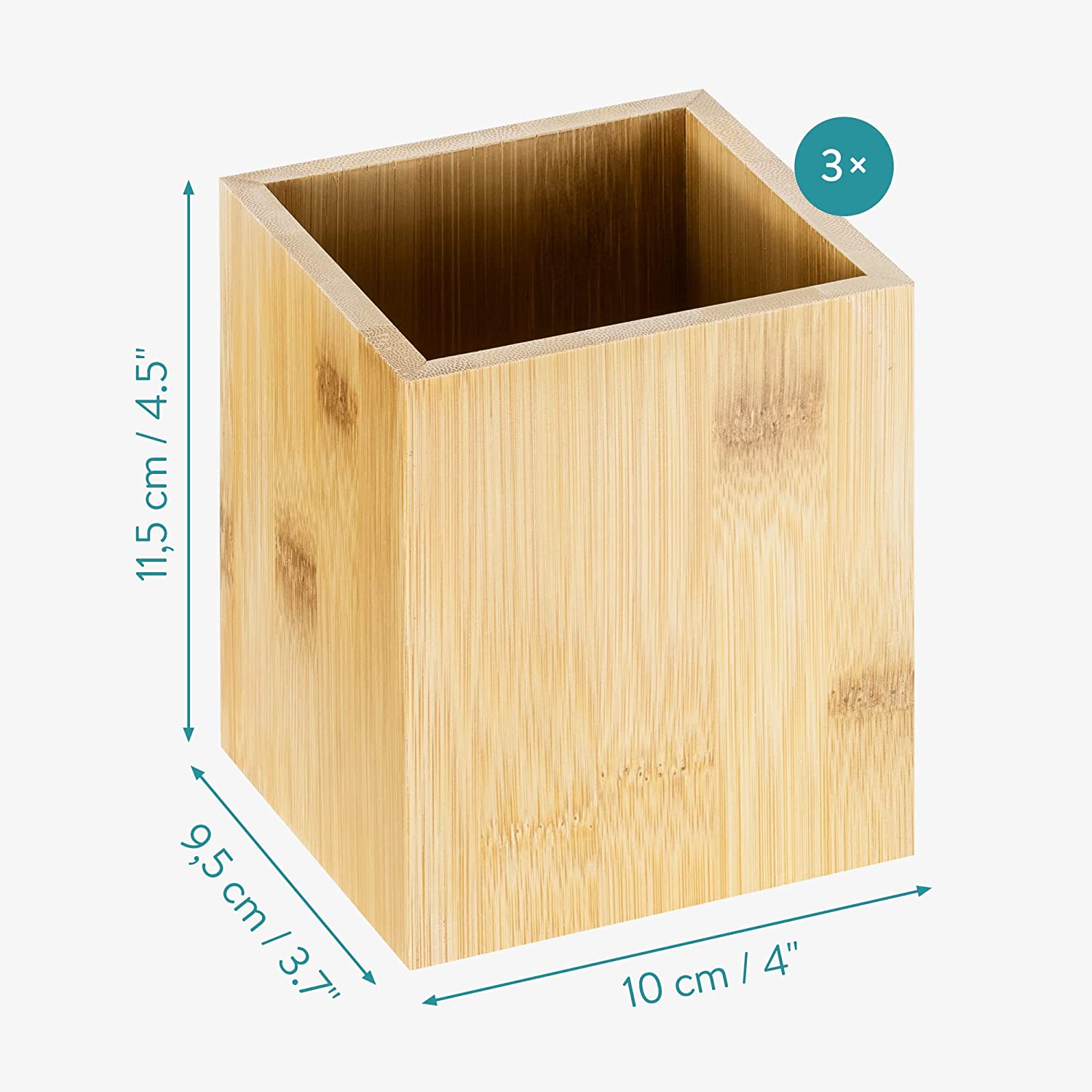 Navaris Σετ με 3 Κουτιά Αποθήκευσης από Μπαμπού - Black / White / Natural - 57340.01