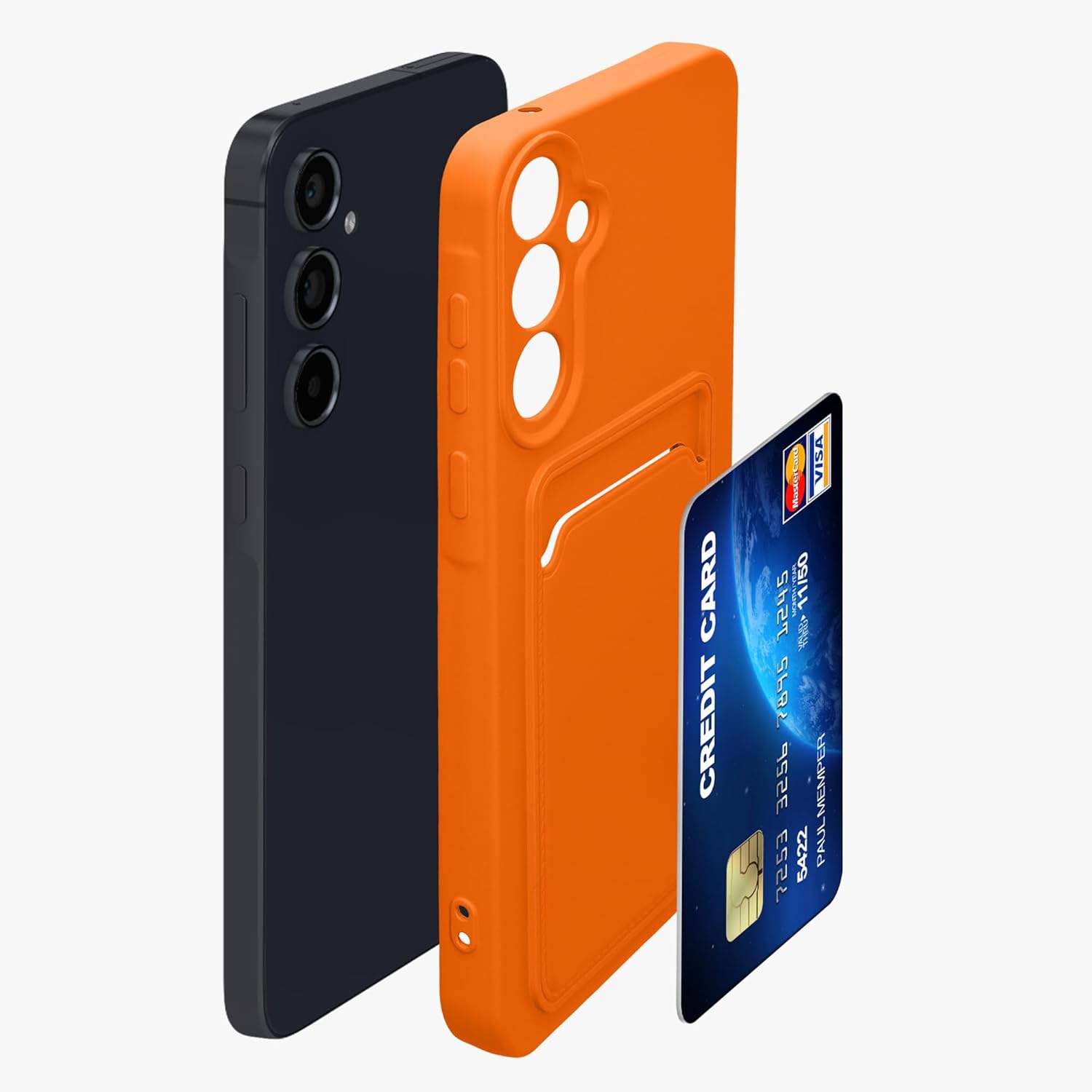 KW Samsung Galaxy A55 5G Θήκη Σιλικόνης TPU με Υποδοχή για Κάρτα - Orange