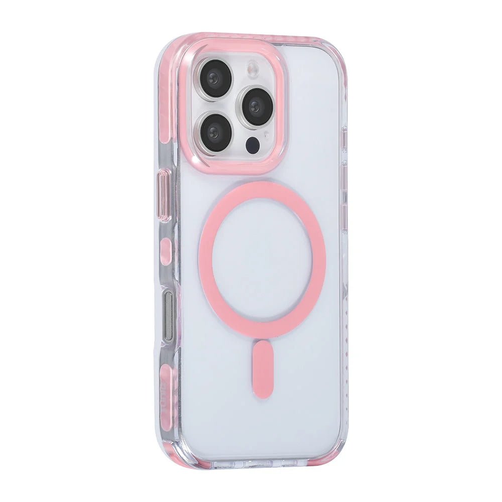 Tuniq iPhone 16 Pro - MagSafe Σκληρή Θήκη με Πλαίσιο Σιλικόνης και Λουράκι - Διάφανη / Pink