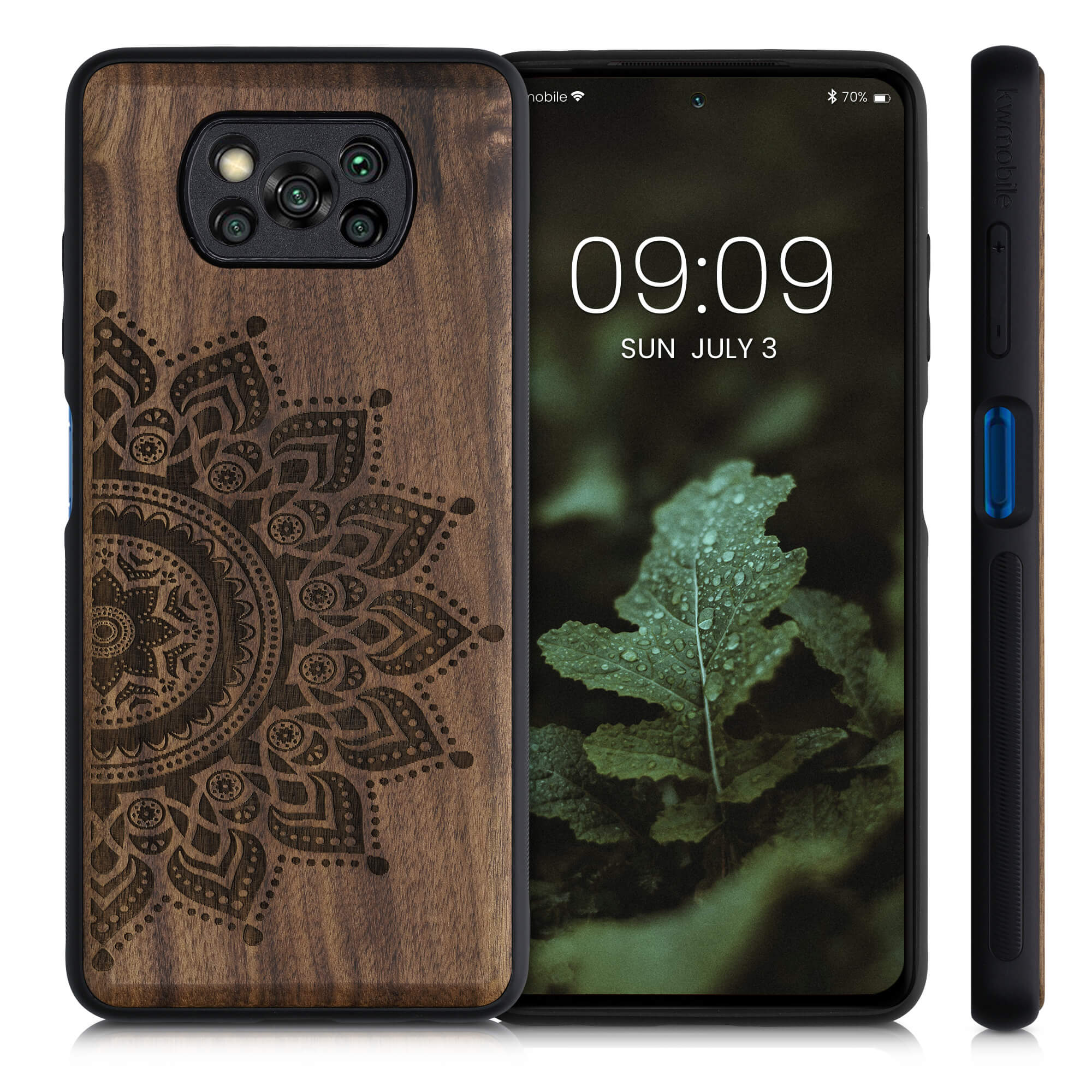 KW Xiaomi Poco X3 NFC / Poco X3 Pro Θήκη από Φυσικό Ξύλο - Design Rising Sun - Dark Brown - 55081.02