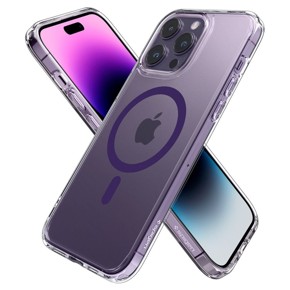 Spigen iPhone 14 Pro Max Ultra Hybrid Mag Σκληρή Θήκη με Πλαίσιο Σιλικόνης Και MagSafe - Deep Purple / Διάφανη