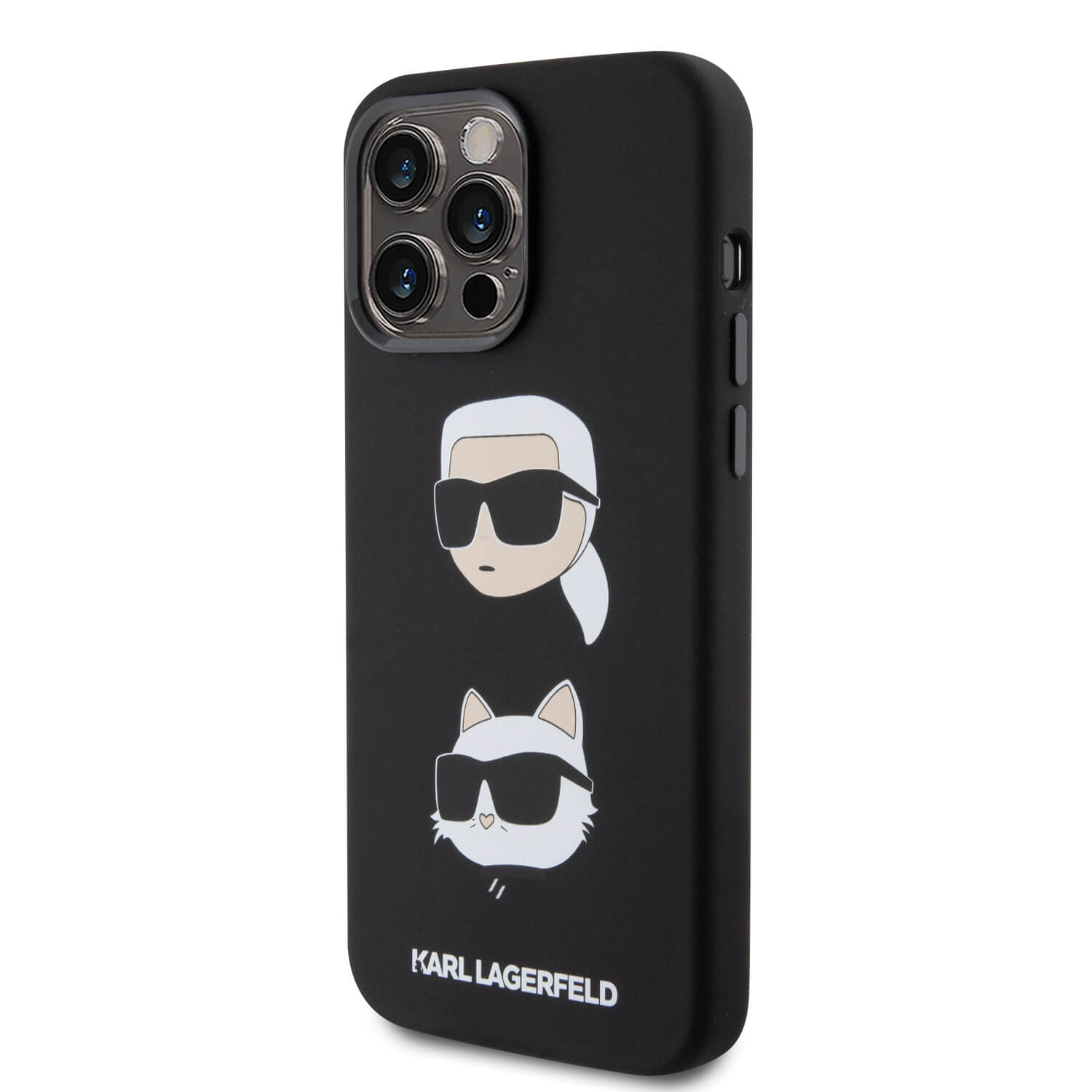 Karl Lagerfeld iPhone 15 Pro Max Silicone Karl and Choupette Head Σκληρή Θήκη με Πλαίσιο Σιλικόνης - Black - KLHCP15XSDHKCNK