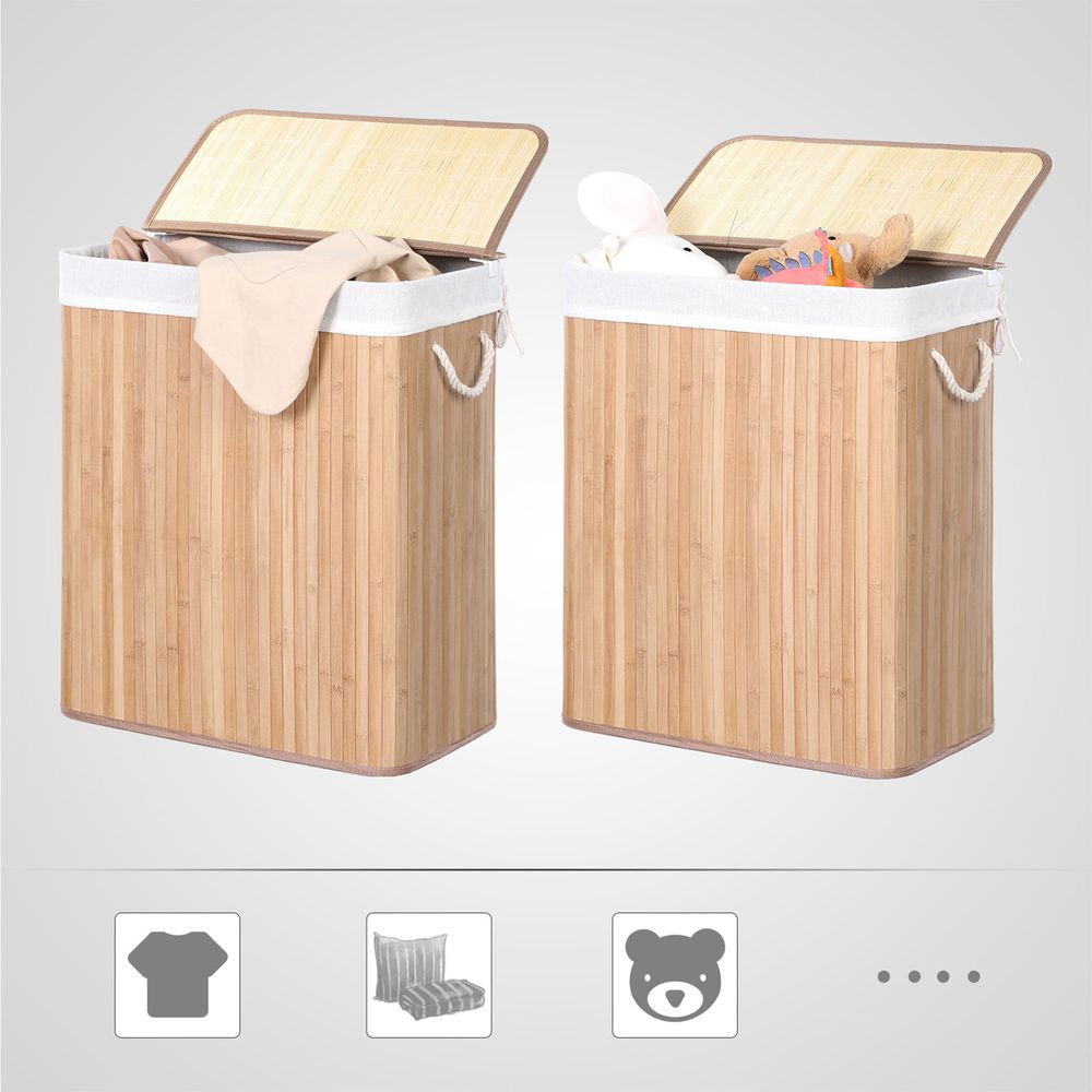 Songmics Καλάθι Απλύτων από Μπαμπού - 100L - Natural - LCB071N02