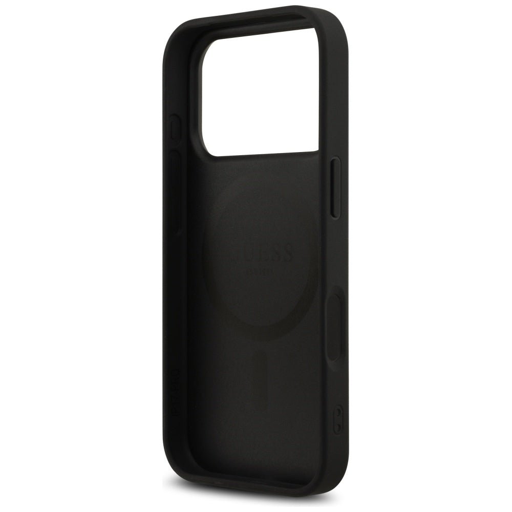 Guess iPhone 17 Pro - 4G Printed Stripes MagSafe - Θήκη με Επένδυση Συνθετικού Δέρματος - Black - GUHMP17LP4RPSK