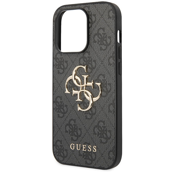 Guess iPhone 15 Pro Max - 4G Big Metal Logo Θήκη με Επένδυση Συνθετικού Δέρματος - Grey - GUHCP15X4GMGGR