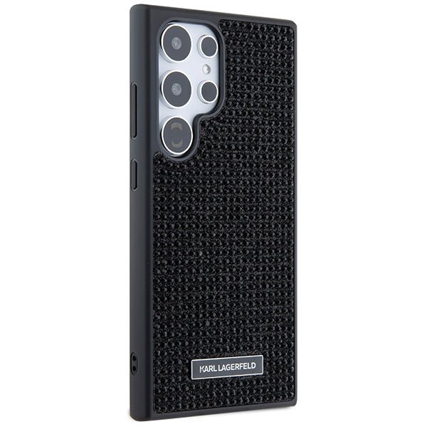 Karl Lagerfeld Samsung Galaxy S24 Ultra - Rhinestone Logo Metal Plate Σκληρή Θήκη με Πλαίσιο Σιλικόνης - Black - KLHCS24LHDSPRK