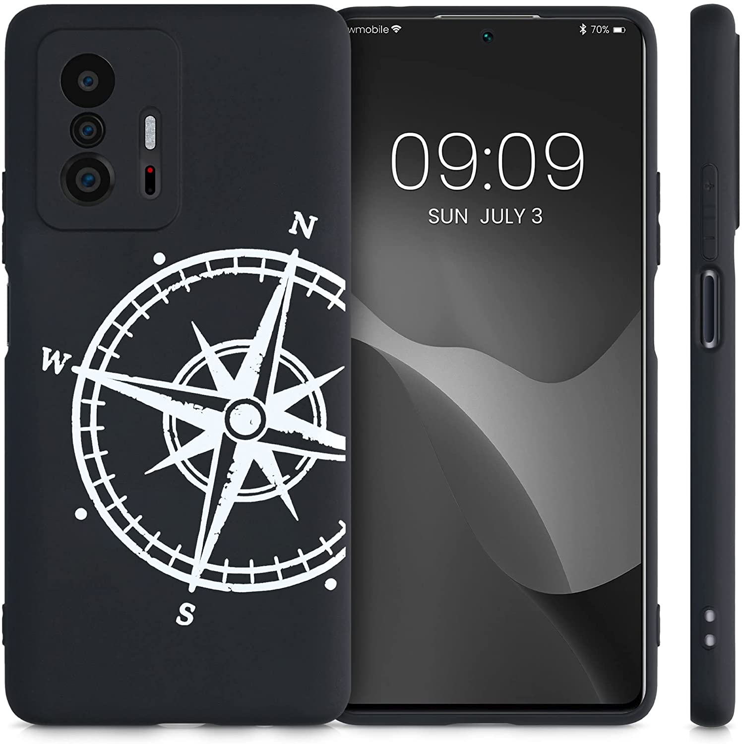 KW Xiaomi 11T / 11T Pro Θήκη Σιλικόνης TPU Design Vintage Compass - Black / White - 57013.03