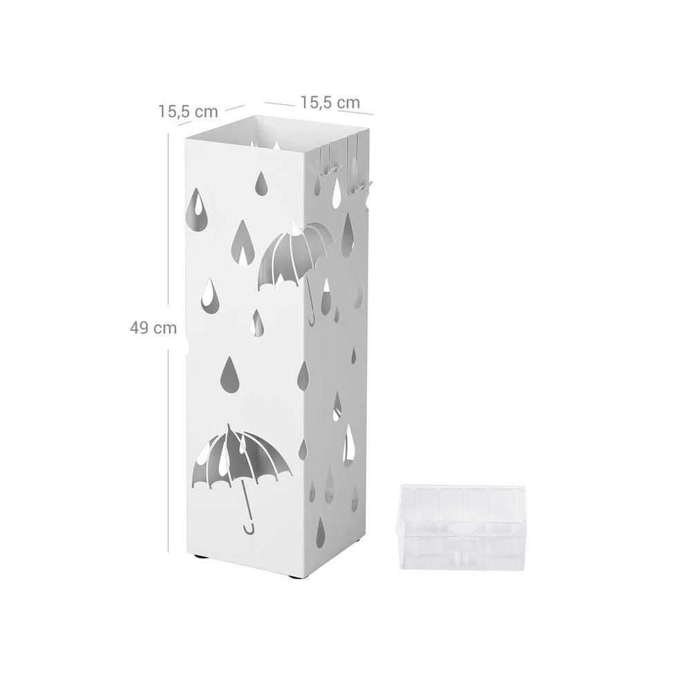 Songmics Μεταλλική Ομπρελοθήκη με 4 Γάντζους - Design Umbrella - 15.5 x 15.5 x 49 cm - 15.5 x 15.5 x 49 cm - White - LUC49W