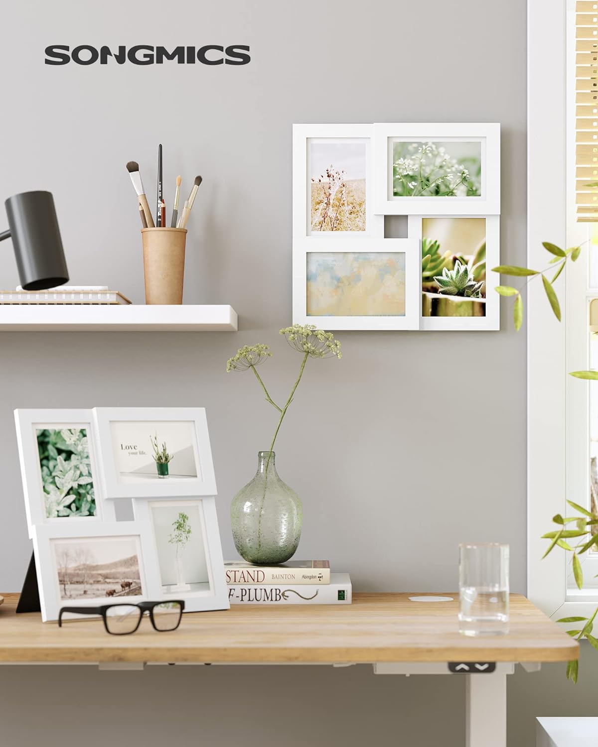 Songmics Ξύλινη Κορνίζα για 4 Φωτογραφίες 10 x 15 cm - White - RPF25WT