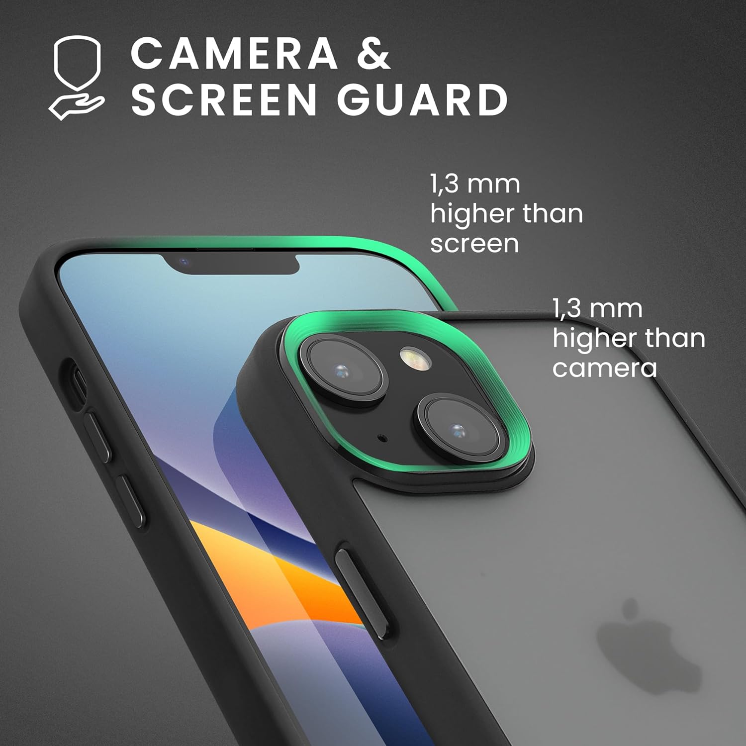 KW iPhone 15 Shockproof Σκληρή Θήκη με Πλαίσιο Σιλικόνης - Black / Matte Ημιδιάφανη - 61961.01