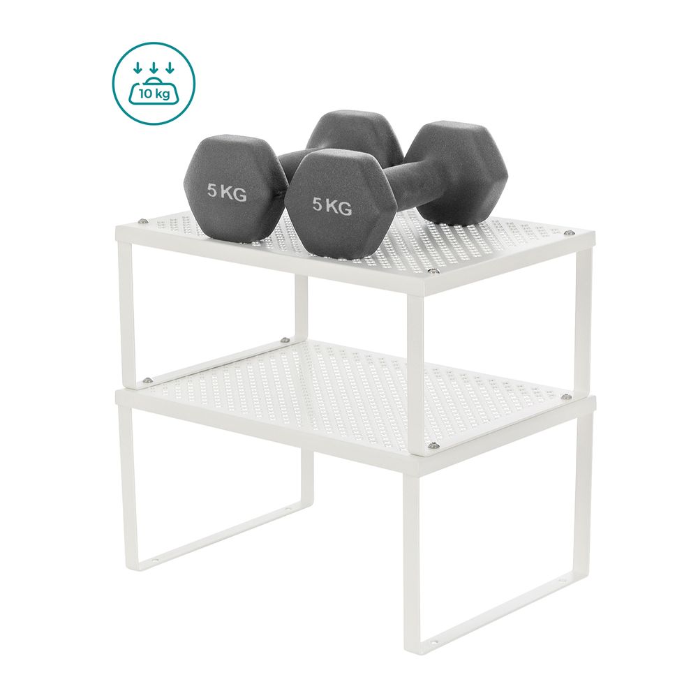 Songmics Σετ με 2 Μεταλλικά Ράφια για τον Πάγκο - White - KCS01WT