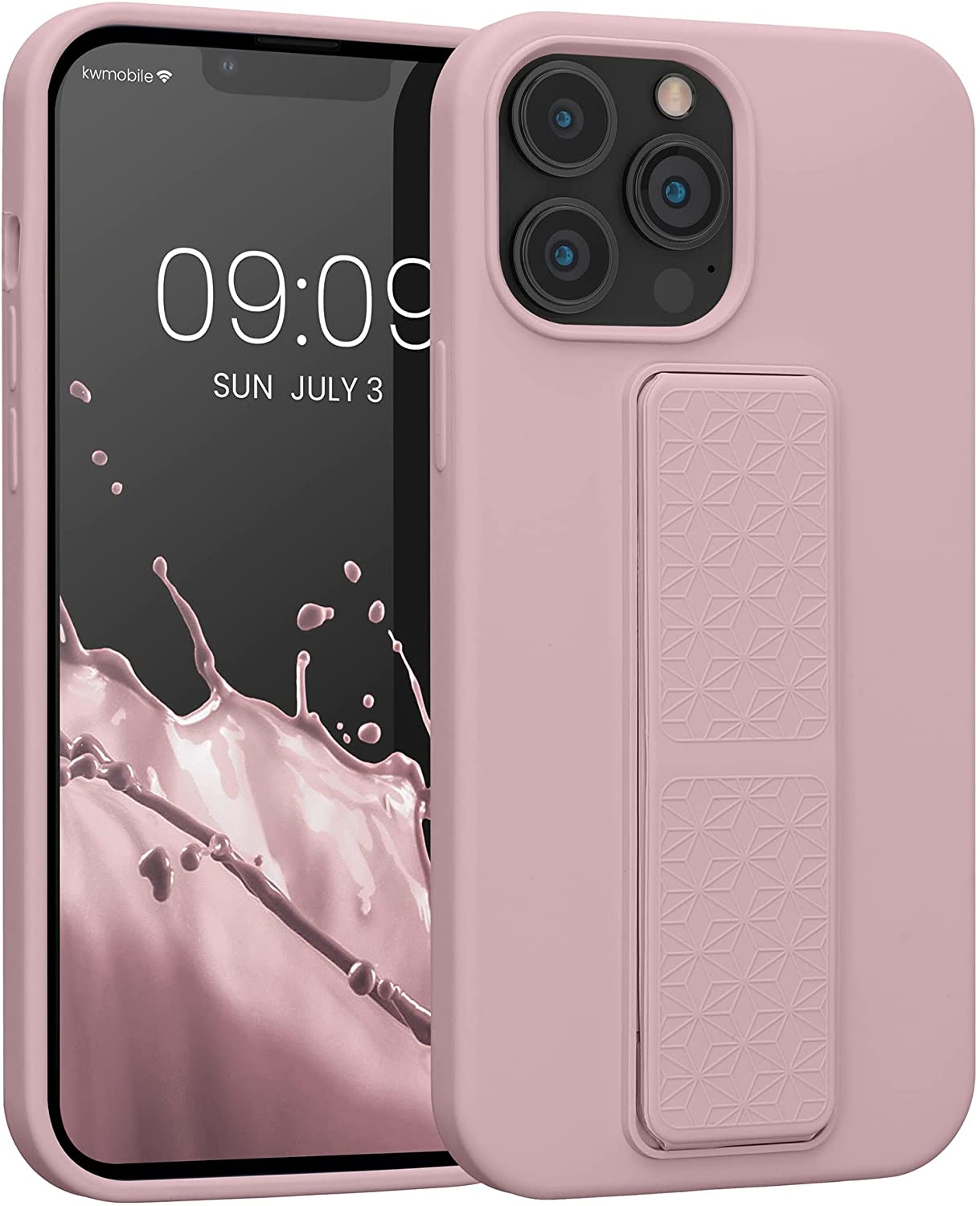 KW iPhone 13 Pro Max Θήκη Σιλικόνης TPU με Finger Holder - Dusty Pink - 58278.10