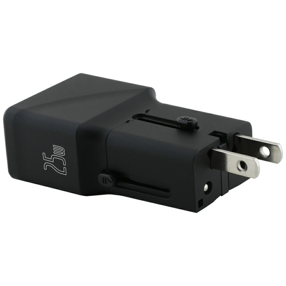 Tumi Travel Adapter Power Charger 25W Φορτιστής Ταξιδίου με 1 Θύρα Type-C και μία Θύρα USB - Black