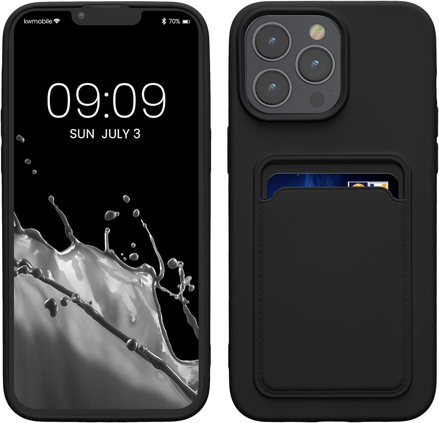 KW iPhone 15 Pro Max Θήκη Σιλικόνης TPU με Υποδοχή για Κάρτα - Black - 62020.01