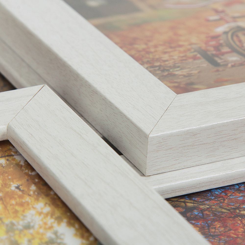 Songmics Σετ με Επιτοίχια Κορνίζα με Θέση για 12 Φωτογραφίες και 1 Μονή Κορνίζα - White Wood Grain - RPF112W