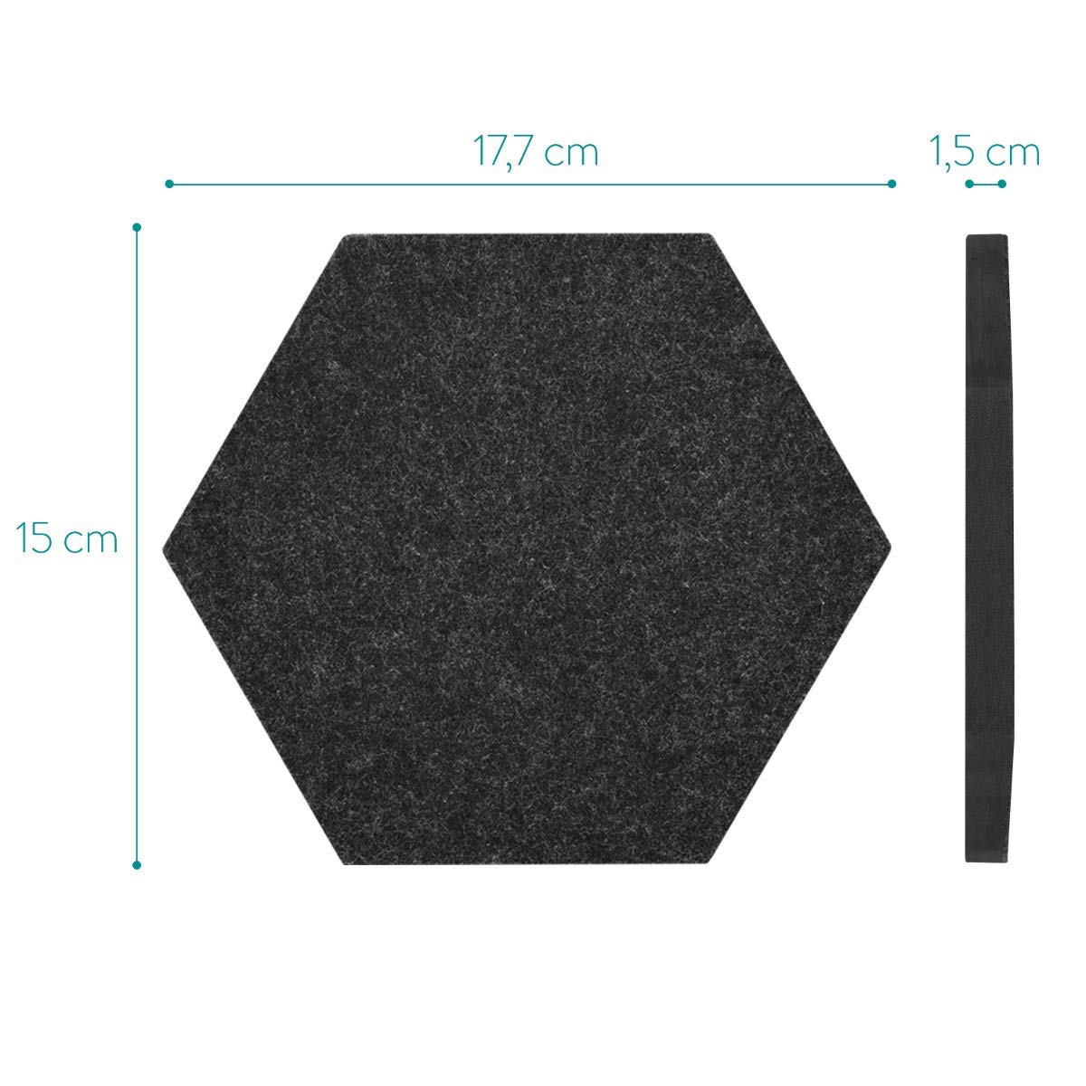 Navaris Hexagon Felt Memo Boards - Σετ με 6 Πλαίσια Ανακοινώσεων και Πινέζες - Dark Grey - 46230.02