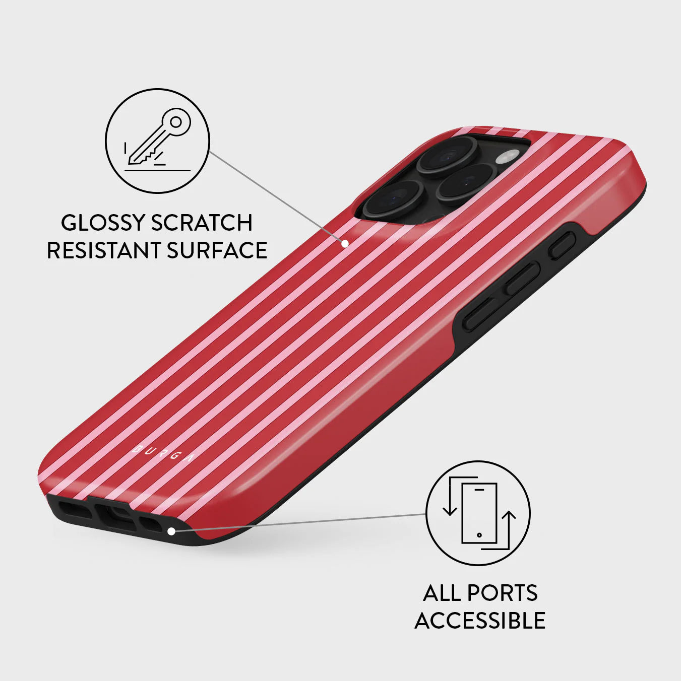 Burga iPhone 16 Pro Fashion Tough MagSafe Σκληρή Θήκη με MagSafe - Strawberry Jam